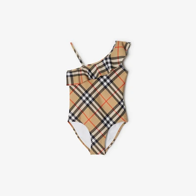 Check Swimsuit in Sand | Burberry® Official