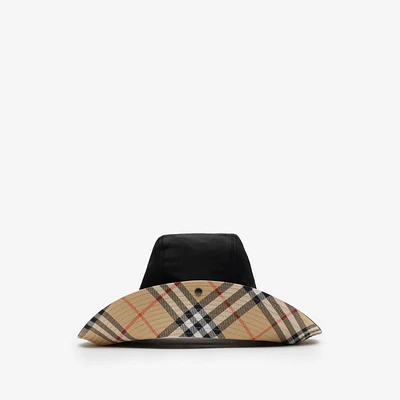 Check Brim Gabardine Hat in Black - Men | Burberry® Official