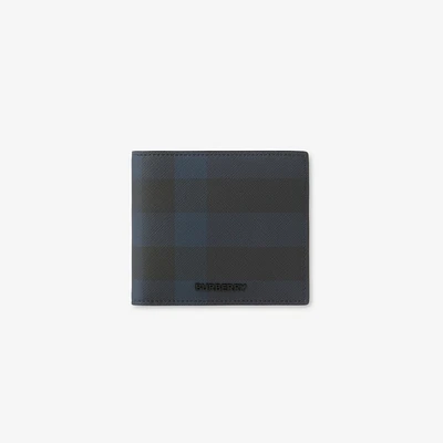 Check Bifold Wallet in Navy - Men, Canvas | Burberry® Official