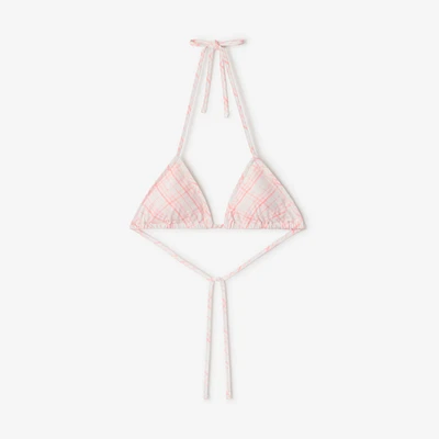 Check Bikini Top in Dusky rose - Women, Nylon | Burberry® Official