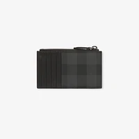 Check Zip Card Case in Charcoal - Men, Canvas | Burberry® Official