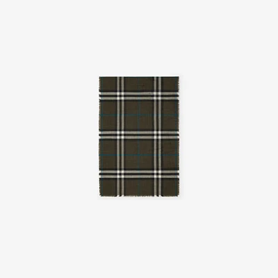 Reversible Check Wool Silk Scarf in Snug/linden | Burberry® Official