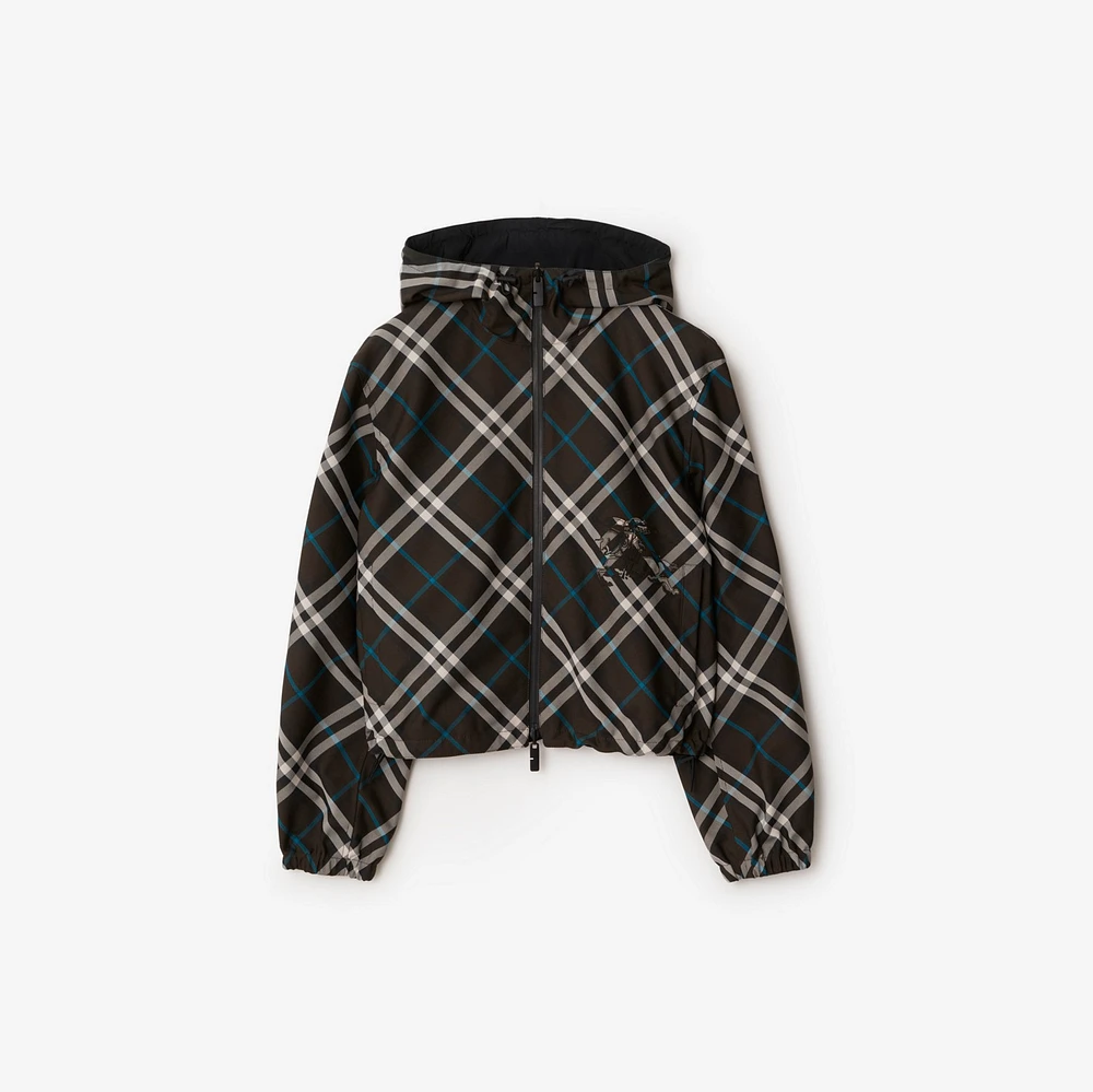 Cropped Reversible Check Jacket in Snug - Women, Nylon | Burberry® Official