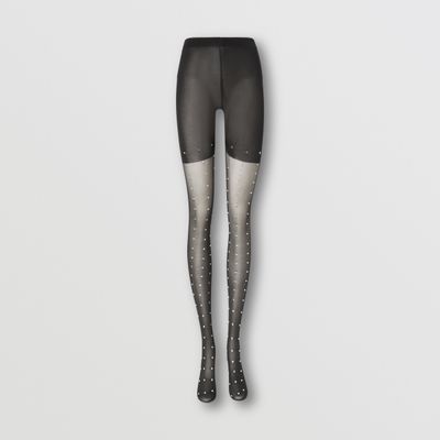 Crystal-embellished Tights - Exclusive Capsule Collection Black Women | Burberry® Official