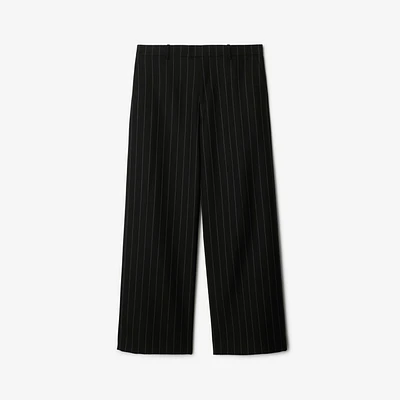 Pinstriped Wool Tailored Trousers in Coal/cobble - Men | Burberry® Official