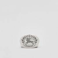 Engraved EKD Palladium-plated Signet Ring Vintage Steel - Men | Burberry® Official