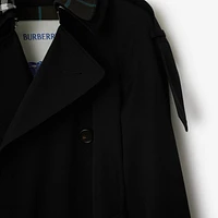 Long Detachable Collar Gabardine Trench Coat in Black - Women, Cotton | Burberry® Official