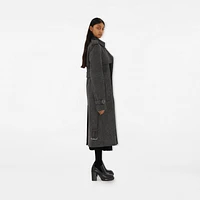 Long Wool Trench Coat in Grey melange - Women, Nylon | Burberry® Official