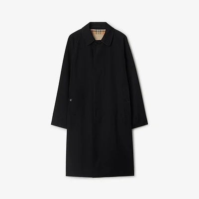 Long Camden Heritage Car Coat in Black - Men, Cotton Gabardine | Burberry® Official