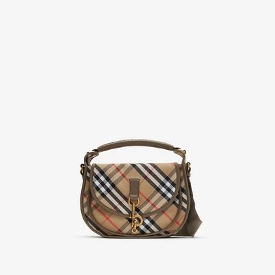 Small B Clip Messenger Bag in Sand - Women, Cotton, Nylon | Burberry® Official