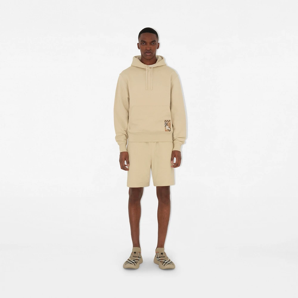 Check Label Cotton Shorts in Nutmeg - Men | Burberry® Official