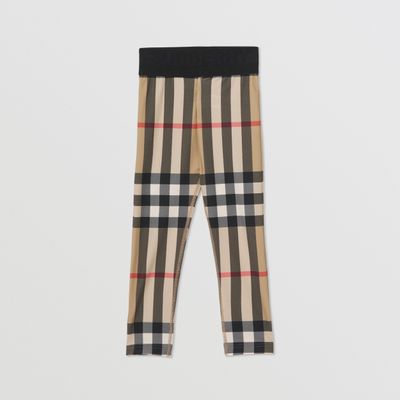 Check Stretch Jersey Leggings Archive Beige | Burberry