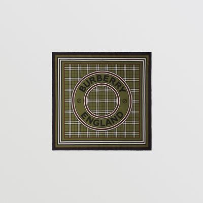 Montage Print Silk Square Scarf in Olive Green | Burberry® Official