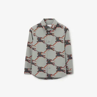 EKD Stretch Cotton Shirt in Cool Charcoal Grey - Boy | Burberry® Official