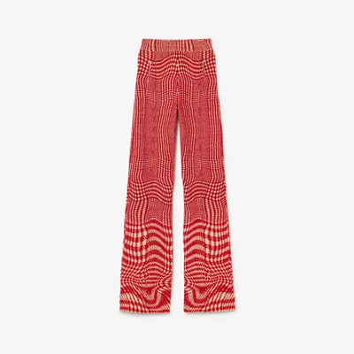 Warped Houndstooth Wool Blend Trousers in Pillar - Women, Technical | Burberry® Official