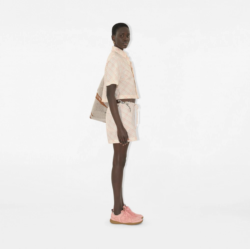 Check Cotton Pyjama Shorts in Dusky rose - Women | Burberry® Official