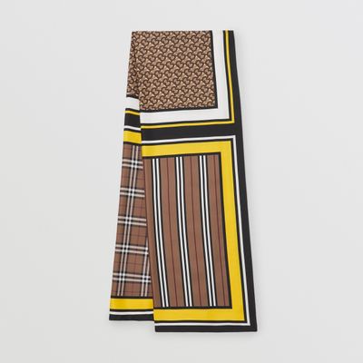 Montage Print Silk Scarf in Birch Brown | Burberry® Official