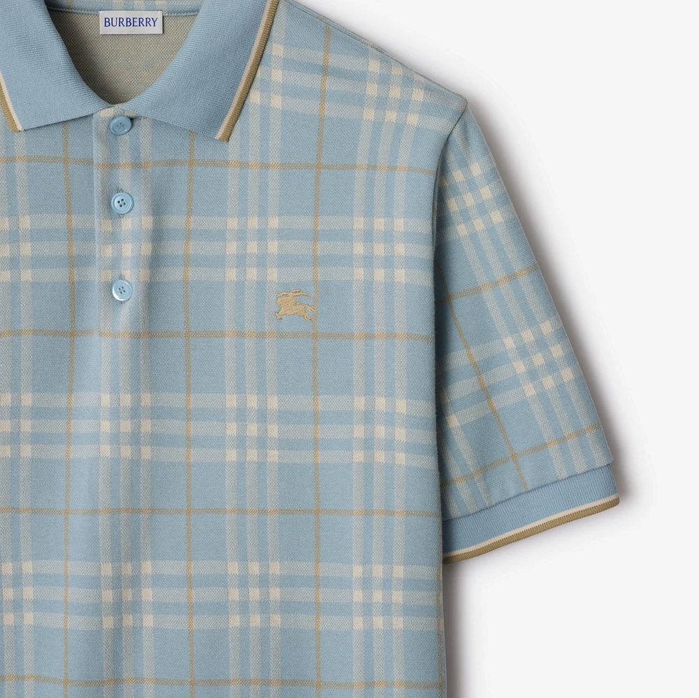 Check Cotton Polo Shirt in Fog - Men | Burberry® Official