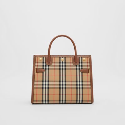 Vintage Check Small Two-handle Title Bag in Archive Beige | Burberry® Official