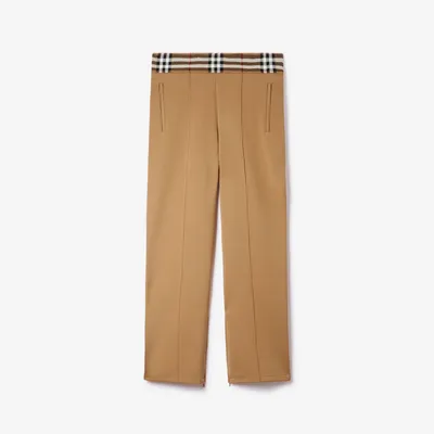 Check Trim Track Pants in Camel - Men | Burberry® Official