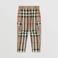 Contrast Check Cotton Cargo Trousers Archive Beige | Burberry® Official