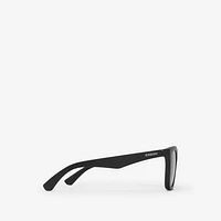 Embossed Check Square Sunglasses in Black - Men | Burberry® Official
