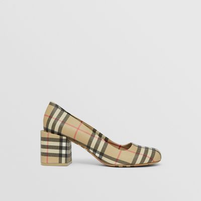 Vintage Check Block-heel Pumps Archive Beige - Women | Burberry® Official