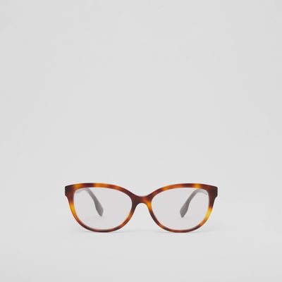 Check Print Square Optical Frames in Bright Tortoiseshell - Women | Burberry® Official