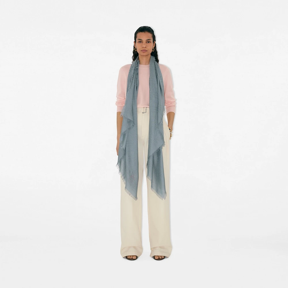 Wide Check Wool Silk Scarf in Index | Burberry® Official