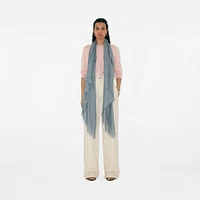 Wide Check Wool Silk Scarf in Index | Burberry® Official