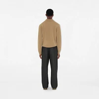 Long-sleeve Cashmere Blend Polo Shirt in Flax beige - Men | Burberry® Official