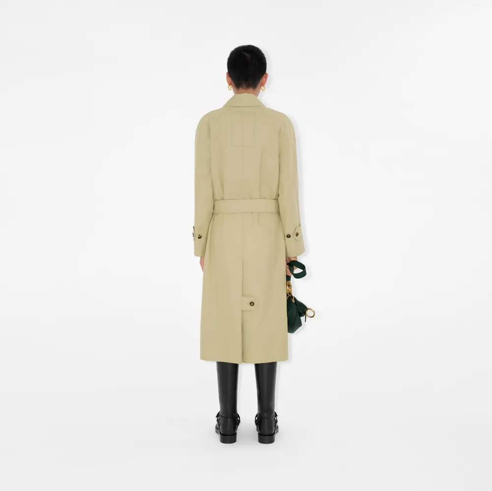 Long Bradford Car Coat in Hunter - Women, Cotton Gabardine | Burberry® Official