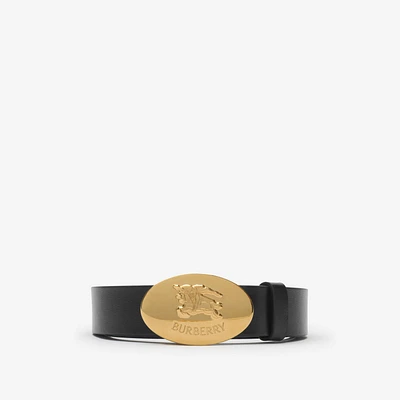 Reversible Leather Oval Knight Stamp Belt​ in Black/hazel - Women | Burberry® Official