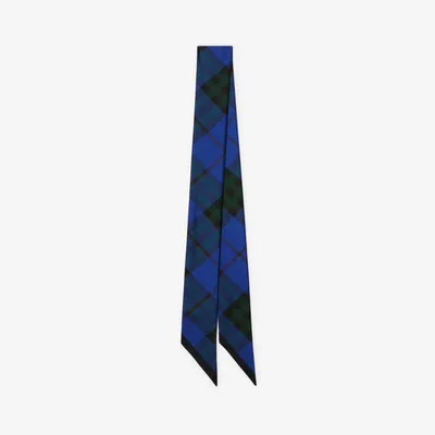 Skinny Check Silk Scarf in Knight | Burberry® Official