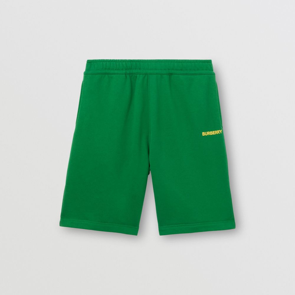 Logo Print Cotton Shorts Ivy Green - Men | Burberry® Official