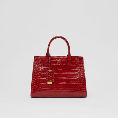 Mini Embossed Leather Frances Bag in Dark Carmine - Women | Burberry® Official