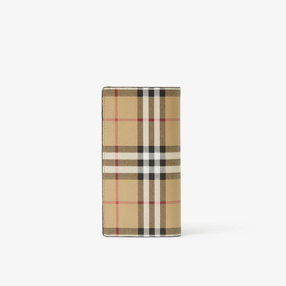 Check and Leather Continental Wallet in Dark Birch Brown - Men | Burberry®  Official