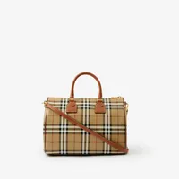 Medium Check Bowling Bag in Archive beige/briar brown - Women, Vintage Check | Burberry® Official