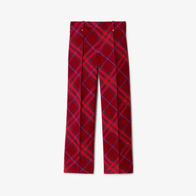 Check Wool Trousers in Crimson - Women | Burberry® Official