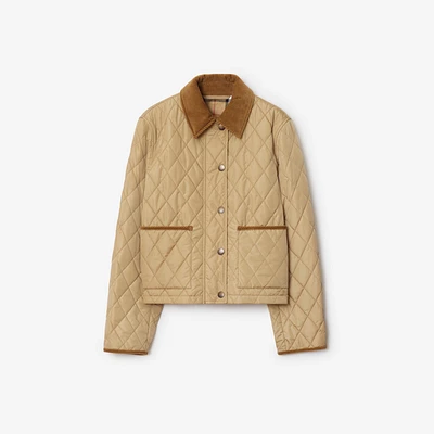 Cropped Quilted Nylon Jacket in Flax/sand - Women | Burberry® Official