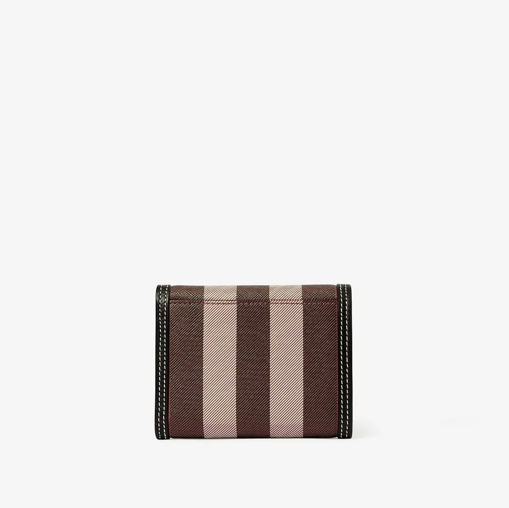 Check and Leather Continental Wallet in Dark Birch Brown - Women