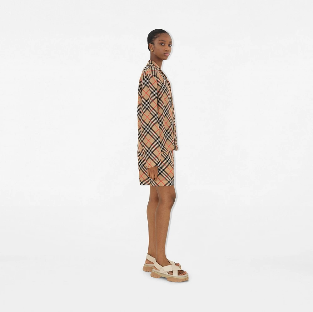 Check Silk Pyjama Shirt in Sand - Women | Burberry® Official