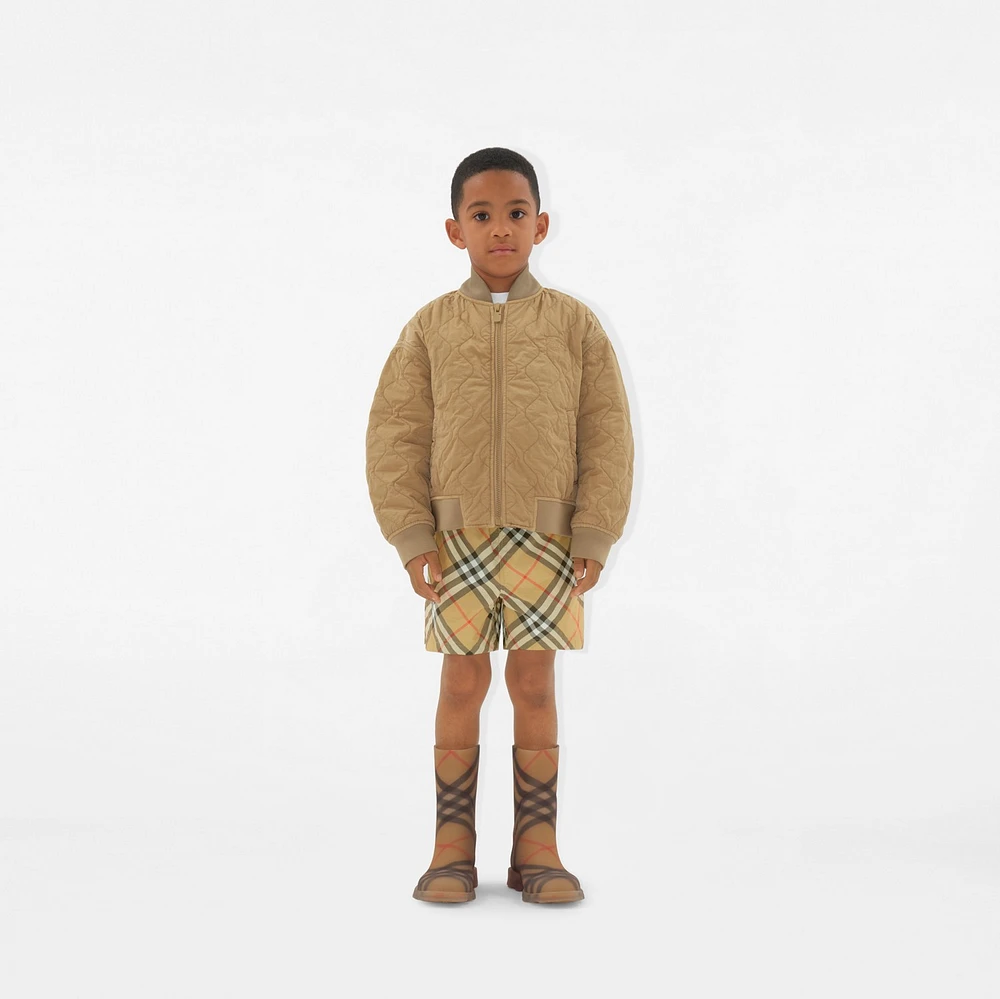 Quilted Nylon Bomber Jacket in Sand | Burberry® Official