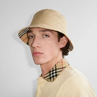 Reversible Gabardine Bucket Hat in Flax/sand - Men | Burberry® Official