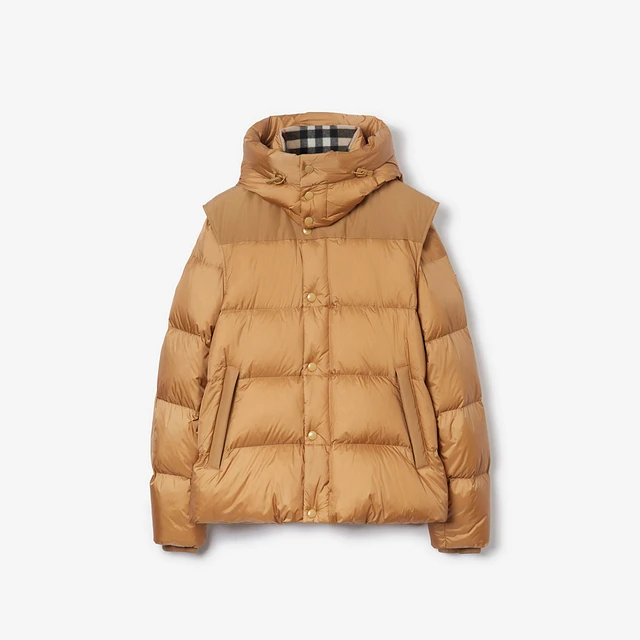Detachable Sleeve Nylon Puffer Jacket in Warm honey - Men | Burberry® Official