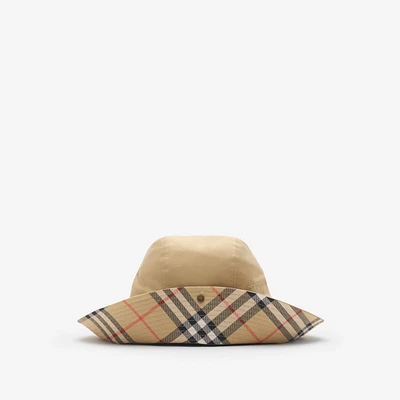 Check Brim Gabardine Hat in Flax - Men | Burberry® Official