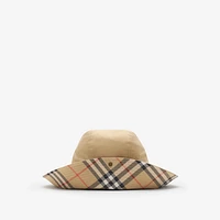 Check Brim Gabardine Hat in Flax - Men | Burberry® Official