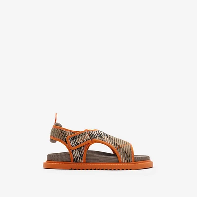 Check Knit Sandals in Sand - Children | Burberry® Official
