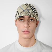 Check Cotton Blend Baseball Cap in Lichen - Men | Burberry® Official