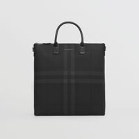 Charcoal Check and Leather Tote - Men | Burberry® Official